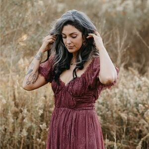 Elegant Lace Burgundy Dress